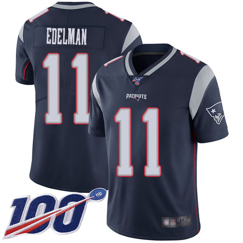 New England Patriots Football #11 100th Season Limited Navy Blue Men Julian Edelman Home NFL Jersey->new england patriots->NFL Jersey